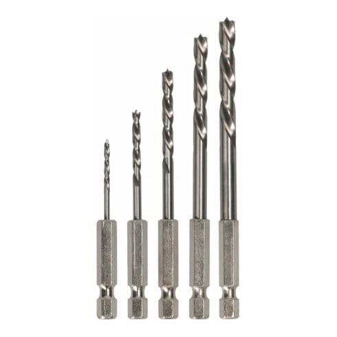 Bosch Set di punte per legno con codolo esagonale 5 pezzi 2 - 6 mm