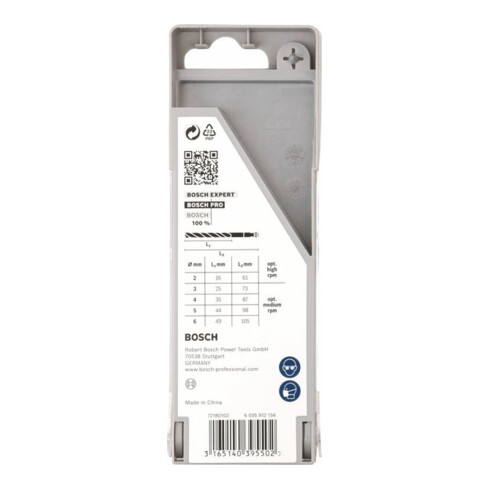 Bosch Set di punte per legno con codolo esagonale 5 pezzi 2 - 6 mm