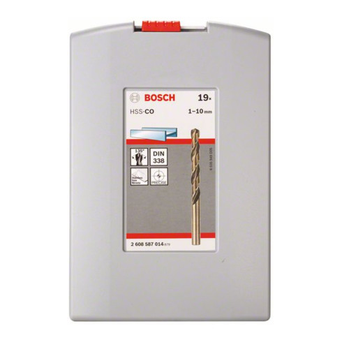Bosch Set di punte per metallo HSS-Co (lega di cobalto), ProBox 19 pezzi DIN 338 1-10 mm