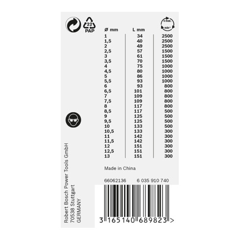 Bosch Set di punte per metallo HSS-Co (lega di cobalto), ProBox 25 pezzi DIN 338 1-13 mm