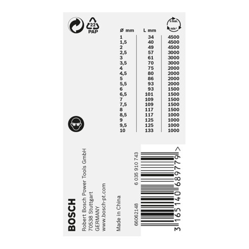 Bosch Set di punte per metallo HSS-G ProBox 19 pezzi DIN 338 135° 1-10 mm