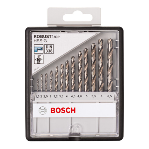 Bosch Set di punte per metallo Robust Line HSS-G DIN 135 135°, 13 pezzi 1,5 - 6,5 mm