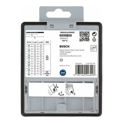 Bosch Set di punte per metallo Robust Line HSS-G DIN 135 135°, 13 pezzi 1,5 - 6,5 mm