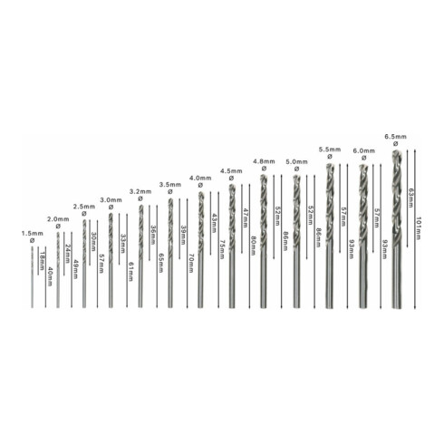 Bosch Set di punte per metallo Robust Line HSS-G DIN 135 135°, 13 pezzi 1,5 - 6,5 mm