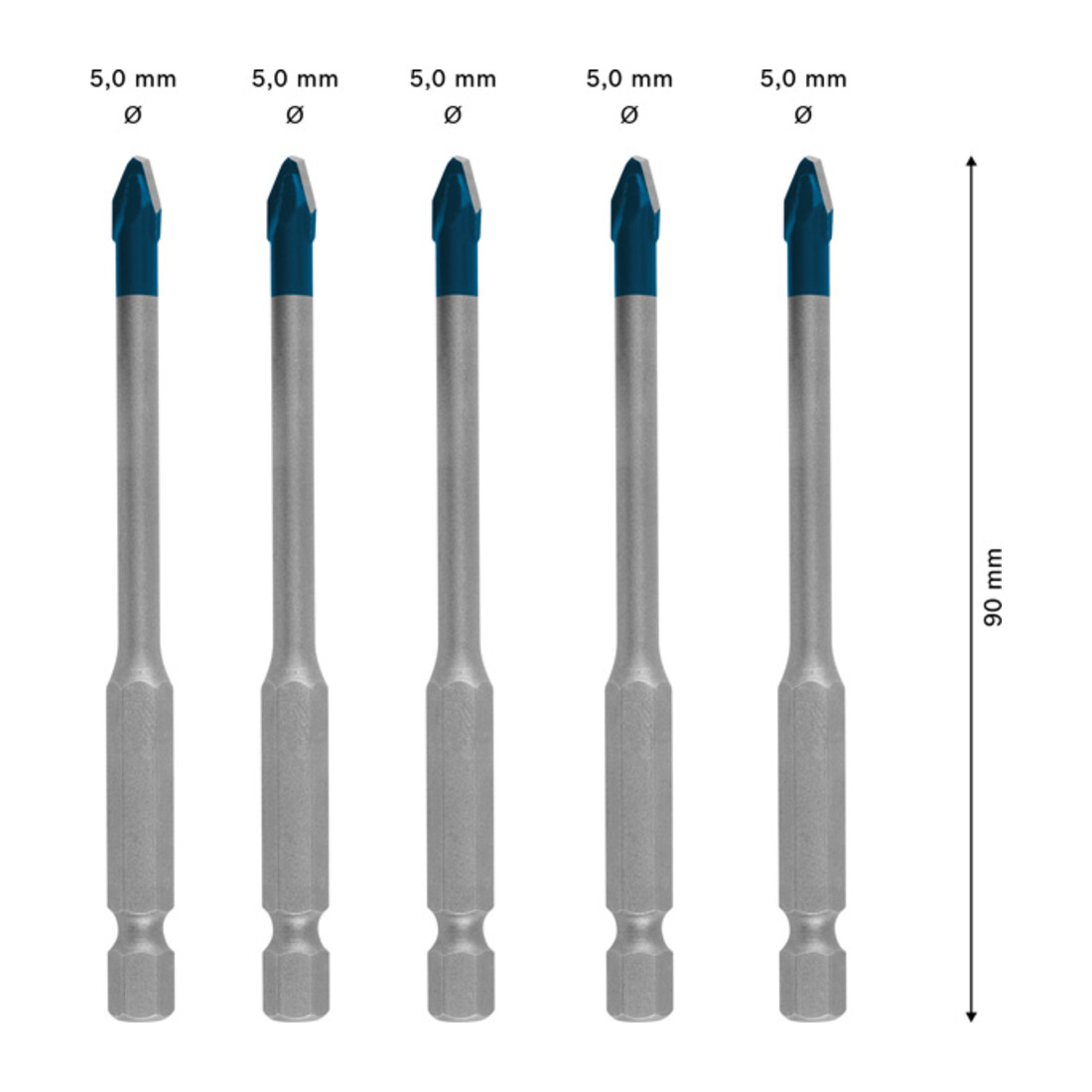 Bosch Set di punte per tegole HEX-9 HardCeramic EXPERT 5 mm 5 pz. per perforatrici rotative e trapani a percussione