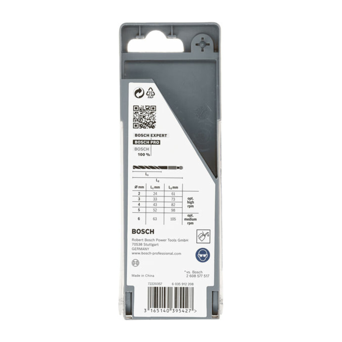 Bosch Set di punte per trapano HSS-G, per metallo, DIN 338 con codolo esagonale, 135°, 2 - 6mm