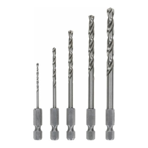 Bosch Set di punte per trapano HSS-G, per metallo, DIN 338 con codolo esagonale, 135°, 2 - 6mm