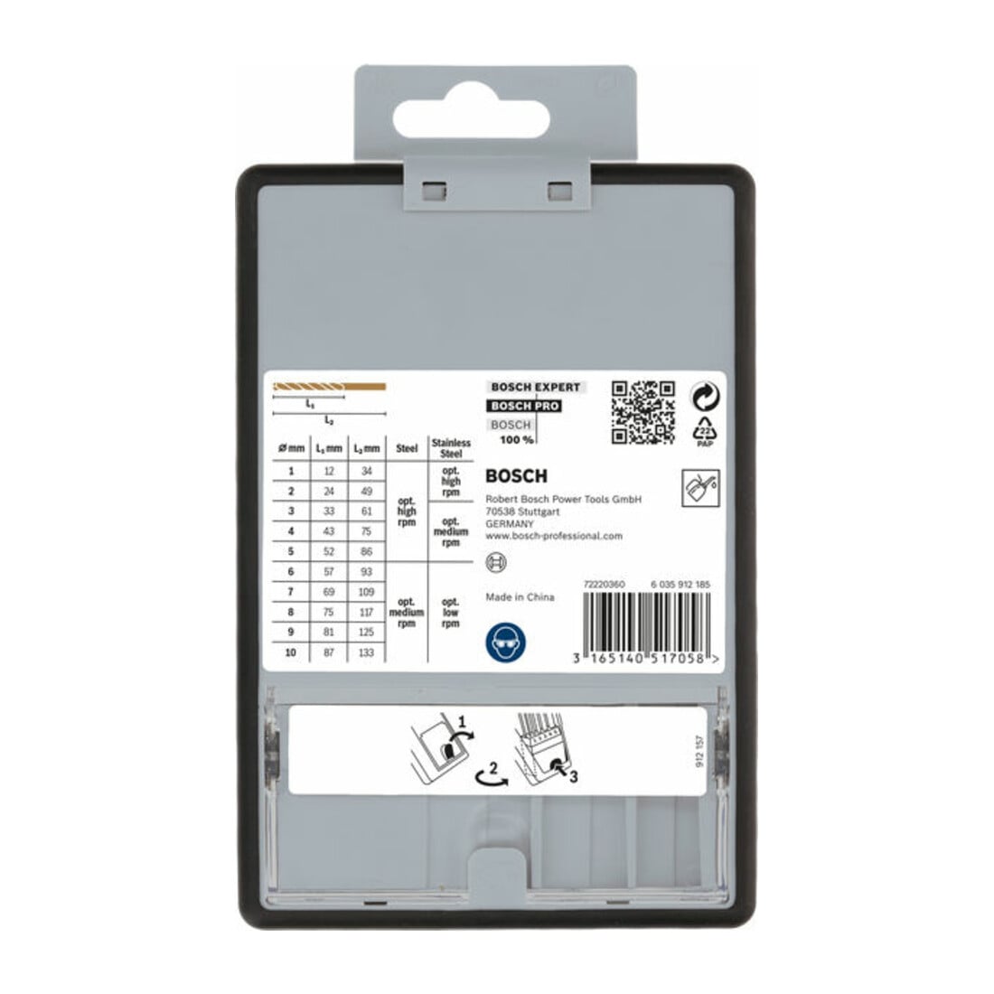 Bosch Set di punte per trapano Robust Line HSS-Co DIN 135, per metallo, 135°, 10pz. 1 - 10mm