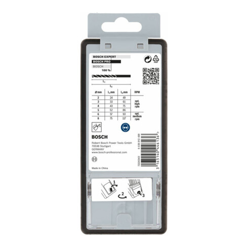 Bosch Set di punte per trapano Robust Line HSS-G DIN 135, per metallo, 135°, 6pz. 2 - 8mm