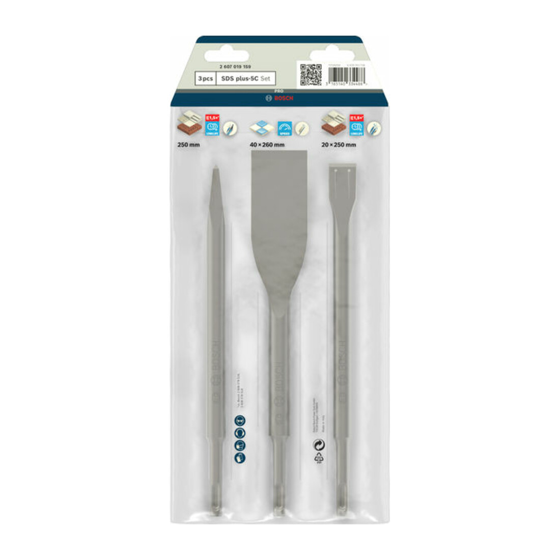 Bosch Set di scalpelli con SDSplus 3 pz. 250 250 260 x 20 40 mm