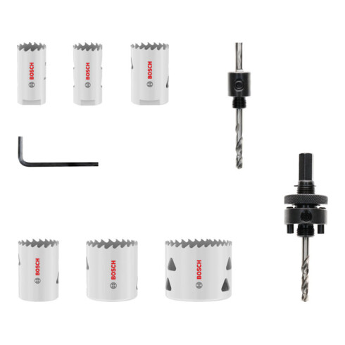 Bosch Set di seghe a tazza multi materiale con filetto, 19; 22; 29; 38; 44; 57 x 40 mm