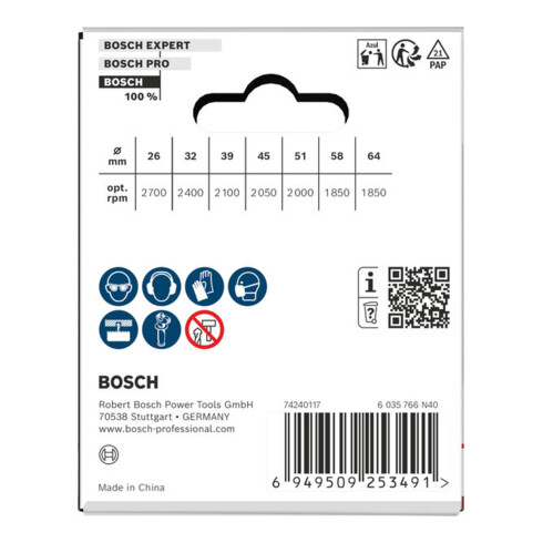 Bosch Set di seghe a tazza per legno e cartongesso con attacco, 26/32/39/45/51/58/64 x 44 mm