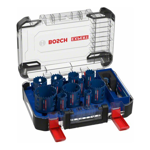 Bosch Set di seghe a tazza Tough Material EXPERT 20/22/25/32/35/40/44/51/60/64/76 mm 14 pz. per perforatrici rotative e trapani a percussione