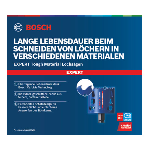 Bosch Set di seghe a tazza Tough Material EXPERT 20/22/25/32/35/40/44/51/60/68/76 mm 14 pz. per perforatrici rotative e trapani a percussione
