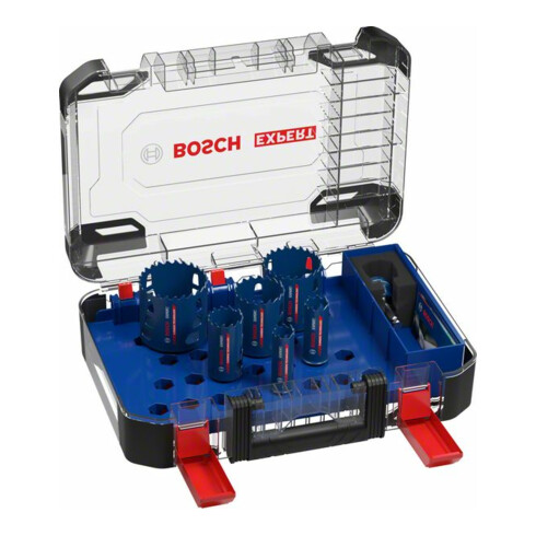 Bosch Set di seghe a tazza Tough Material EXPERT 22/25/35/51/60/68 mm 9 pz. per perforatrici rotative e trapani a percussione