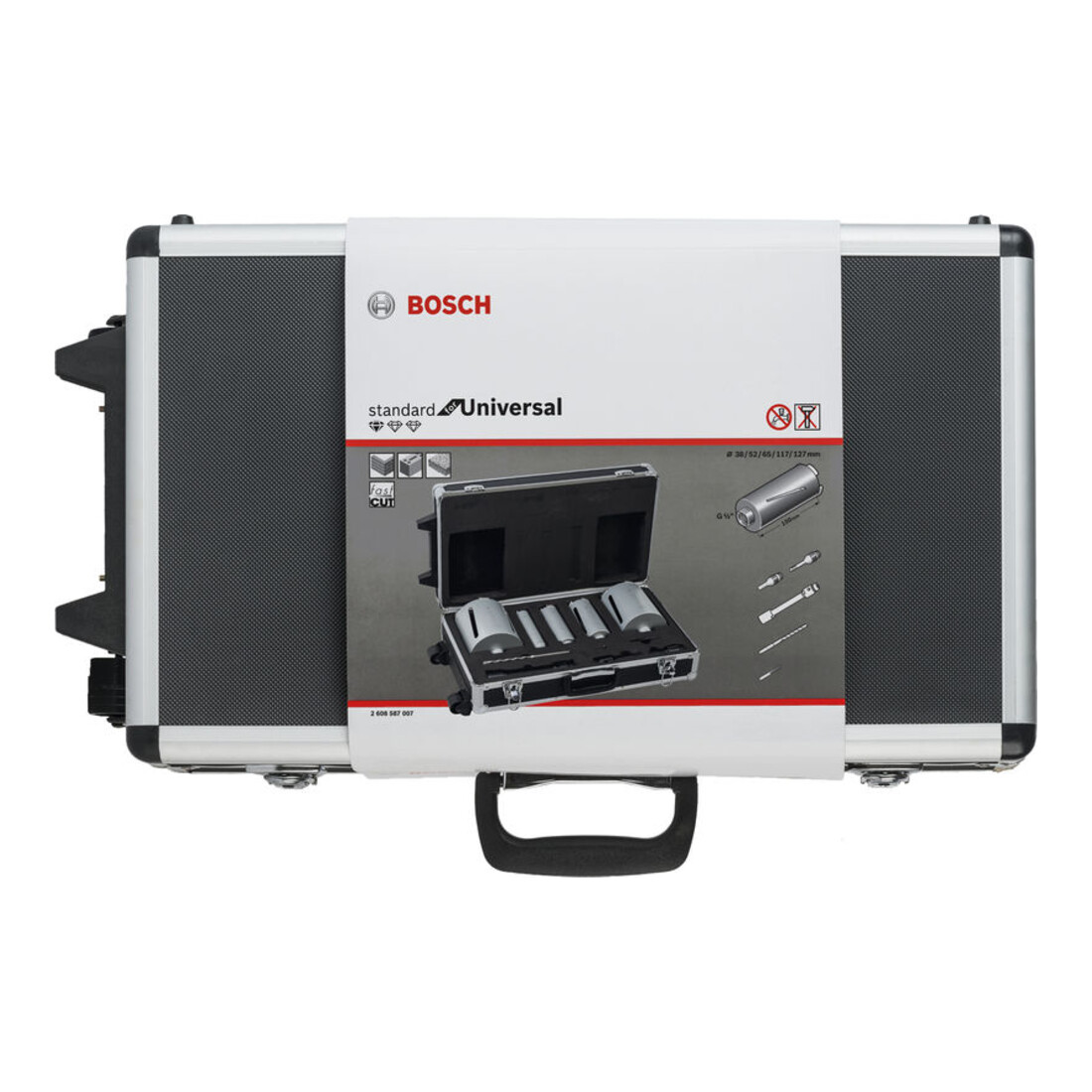 Bosch Set di testine di foratura a secco diamantate G 1/2", 5 pezzi 38/52/65/117/127 mm 150 mm 7 mm