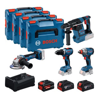 Bosch Set d’outils électroportatifs GSR 18V-65 GDX 18V-285 GBH 18V-26 GWS 18V-11 2x batterie 5,0 Ah