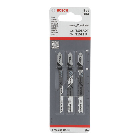 Bosch Set lame per seghetto alternativo, Special for Laminate, 3pz., gambo a camma singola