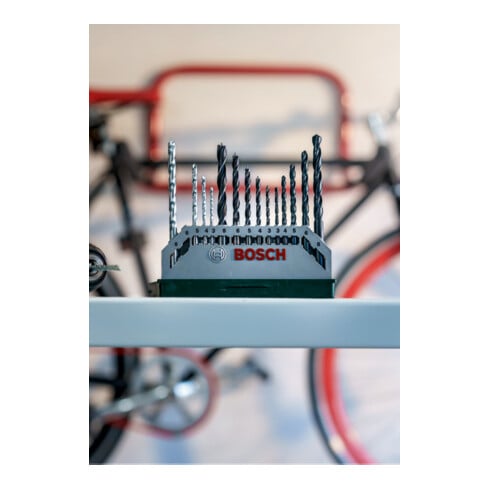 Bosch Set misto Mini-X-Line, 5 punte per pietra, 5 per metallo, 5 per legno