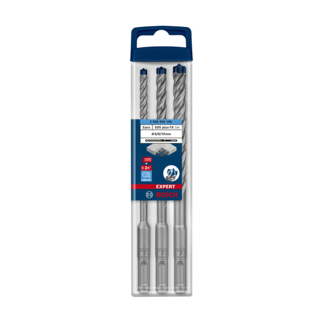 Bosch Set punte trapano EXPERT SDS plus-7X, 6/8/10mm 3pz., per martelli perforatori