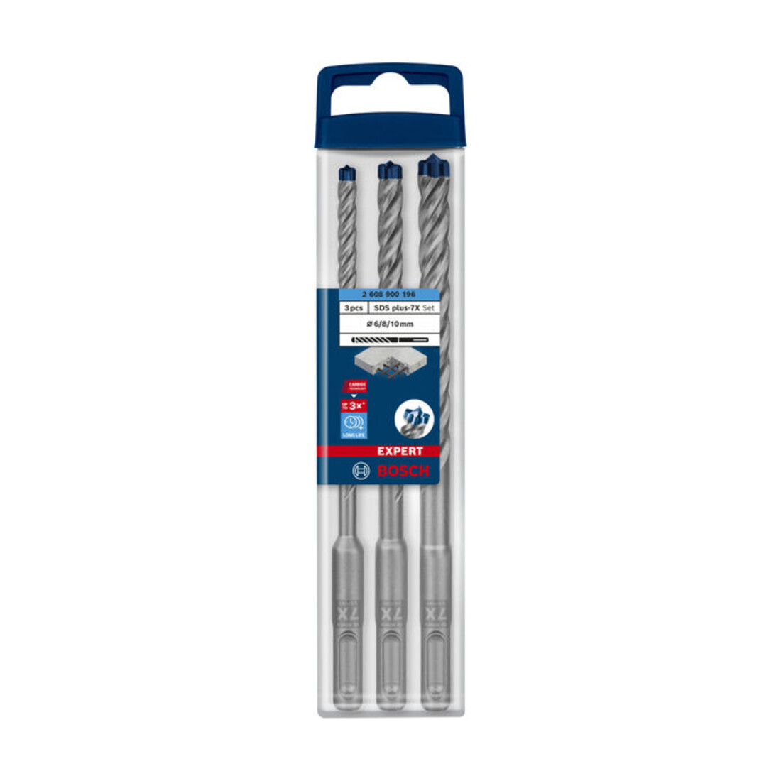 Bosch Set punte trapano EXPERT SDS plus-7X, 6/8/10mm 3pz., per martelli perforatori