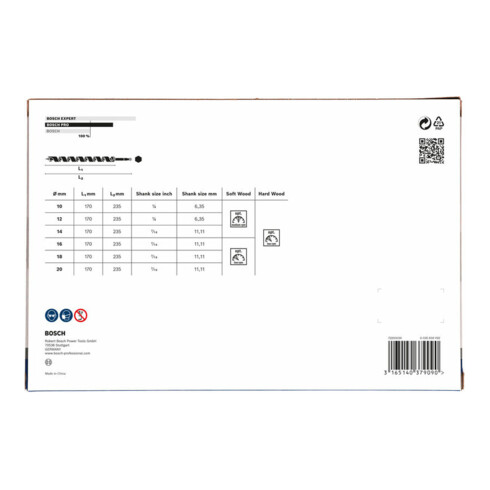 Bosch slangenboorset 6 stuks 10 - 20 mm 160 mm 235 mm