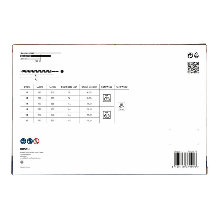 Bosch slangenboorset 6 stuks 10 - 20 mm 160 mm 235 mm
