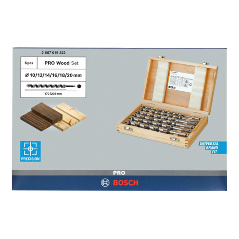 Bosch slangenboorset 6 stuks 10 - 20 mm 160 mm 235 mm
