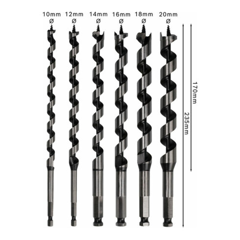 Bosch slangenboorset 6 stuks 10 - 20 mm 160 mm 235 mm