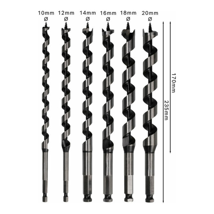 Bosch slangenboorset 6 stuks 10 - 20 mm 160 mm 235 mm