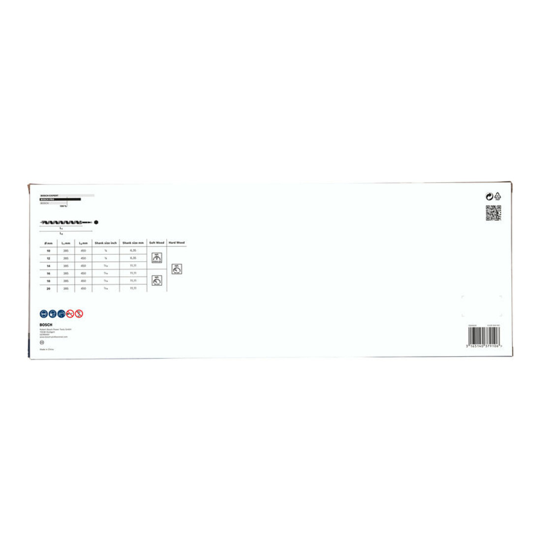 Bosch slangenboorset 6 stuks 10 - 20 mm 360 mm 450 mm