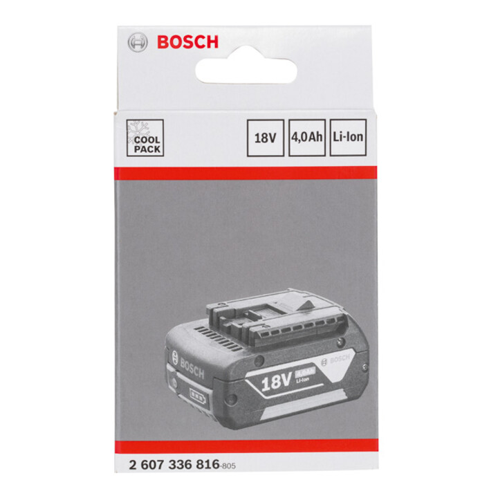 Bosch slide-in accupack 18 Volt Heavy Duty (HD), 4,0 Ah Li-Ion GBA M-C