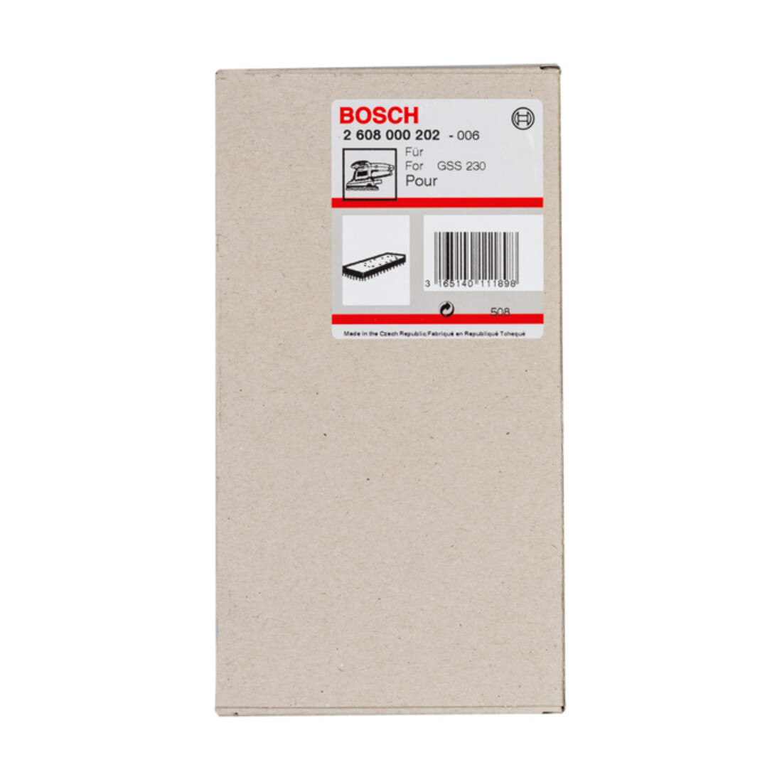 Bosch slijpplaat 185 x 93 mm voor GSS 230 A GSS 230 AE met klittenbandsluiting