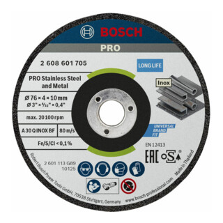 Bosch slijpschijf Expert for Inox A 30 Q INOX BF 76 x 4 x 10 mm 2 st.