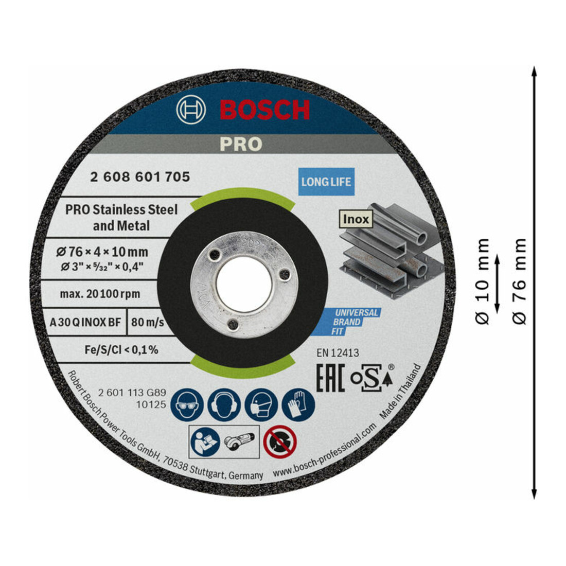 Bosch slijpschijf Expert for Inox A 30 Q INOX BF 76 x 4 x 10 mm 2 st.