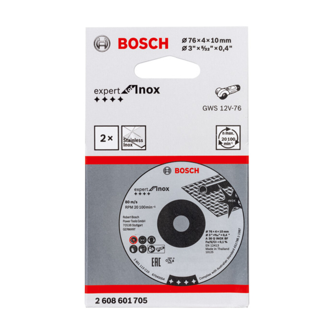Bosch slijpschijf Expert for Inox A 30 Q INOX BF 76 x 4 x 10 mm 2 st.
