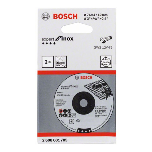 Bosch slijpschijf Expert for Inox A 30 Q INOX BF 76 x 4 x 10 mm 2 st.