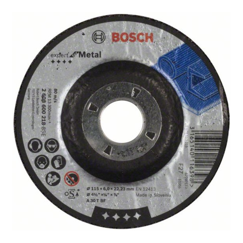 Bosch slijpschijf gekarteld Expert for Metal A 30 T BF, 115 mm, 22,23 mm, 6 mm