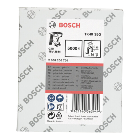 Bosch smalle achterklem TK40 35G 5,8 mm 1,2 mm 35 mm gegalvaniseerd