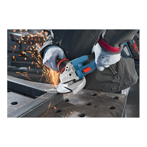 Bosch Smerigliatrice angolare a batteria BITURBO GWS 18V-15 C, senza batteria, impugnatura supplementare, L-BOXX