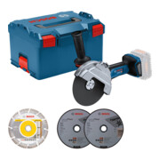 Bosch Smerigliatrice Angolare a Batteria GWS 18V-180 P senza Batteria, L-BOXX