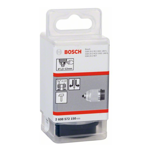 Bosch snelspanboorhouder, mat verchroomd 1,5 tot 13 mm 1/2" tot 20