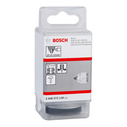 Bosch snelspanboorhouder verchroomd 1,5 tot 13 mm 1/2" tot 20
