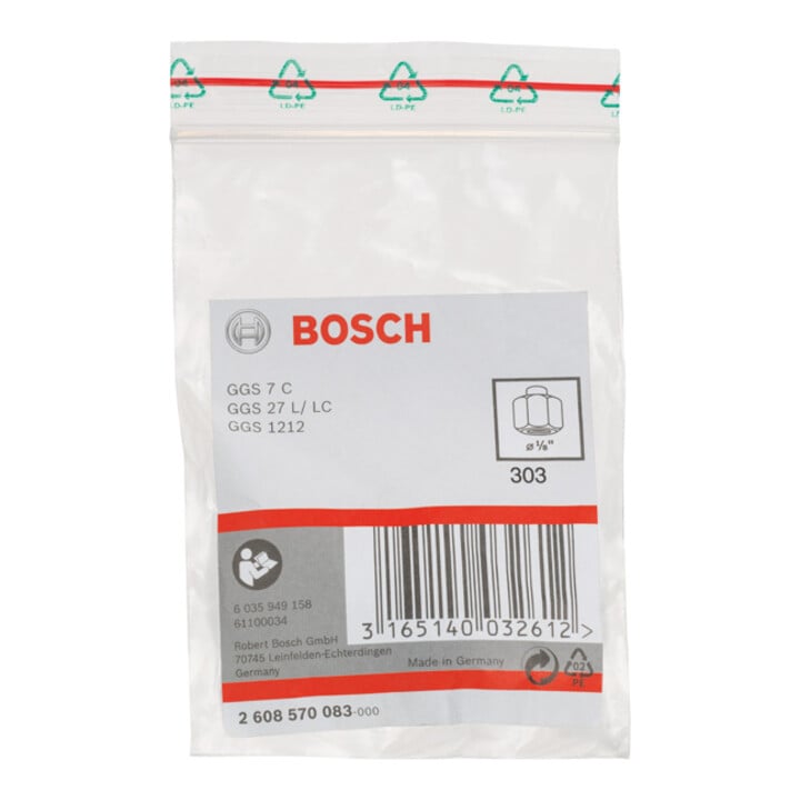 Bosch Spannzange mit Spannmutter 1/8", für Bosch-Geradschleifer