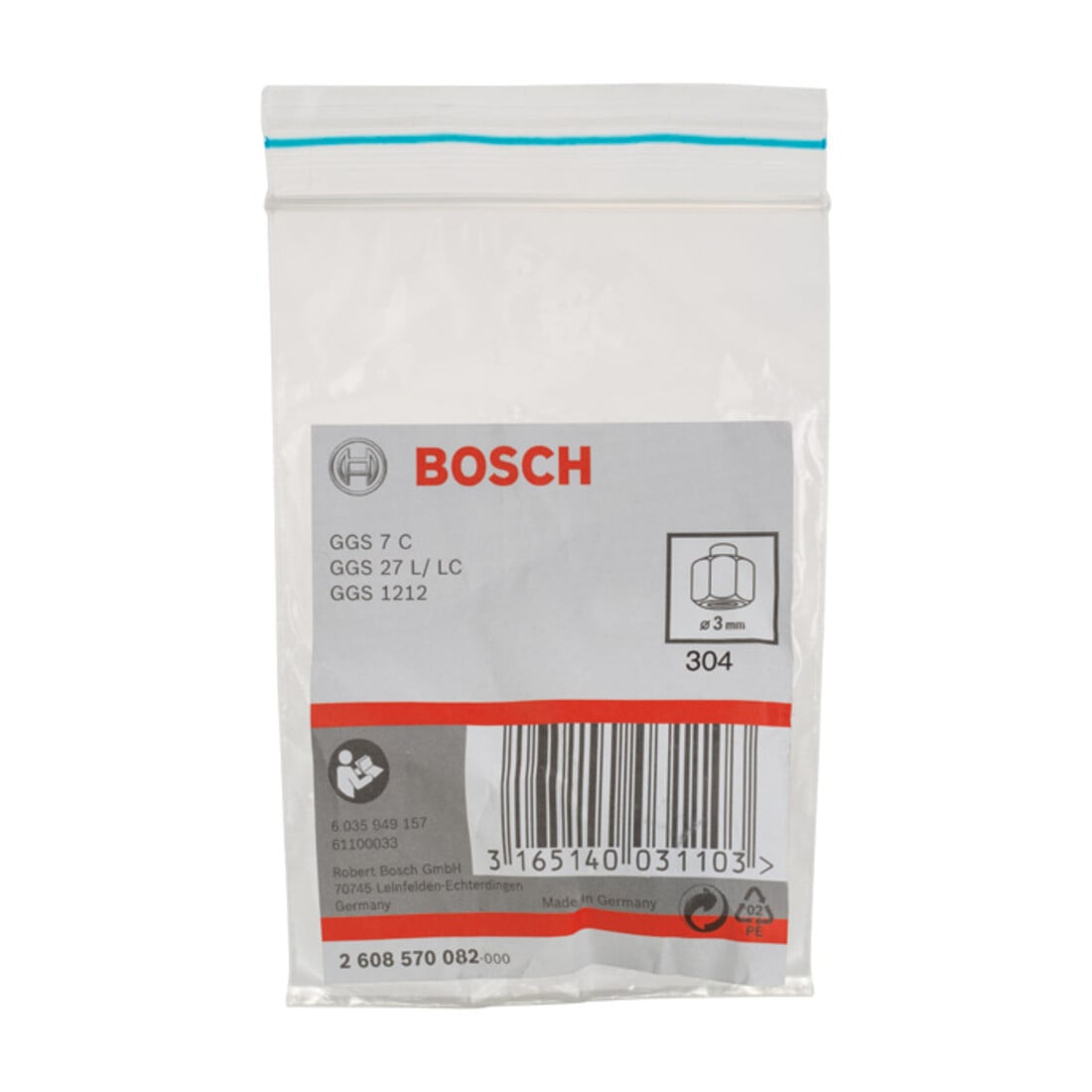 Bosch Spannzange mit Spannmutter 3 mm für Bosch-Geradschleifer