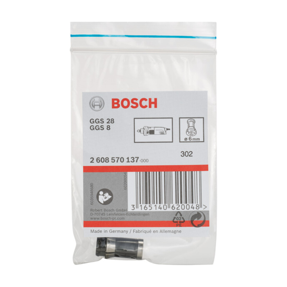 Bosch Spannzange ohne Spannmutter 6 mm für Bosch-Geradschleifer