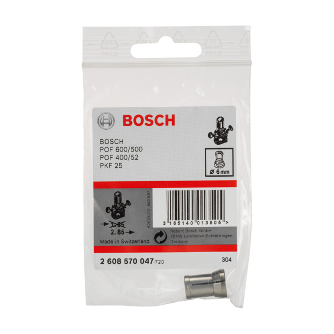 Bosch Spannzange ohne Spannmutter für Bosch-Oberfräse