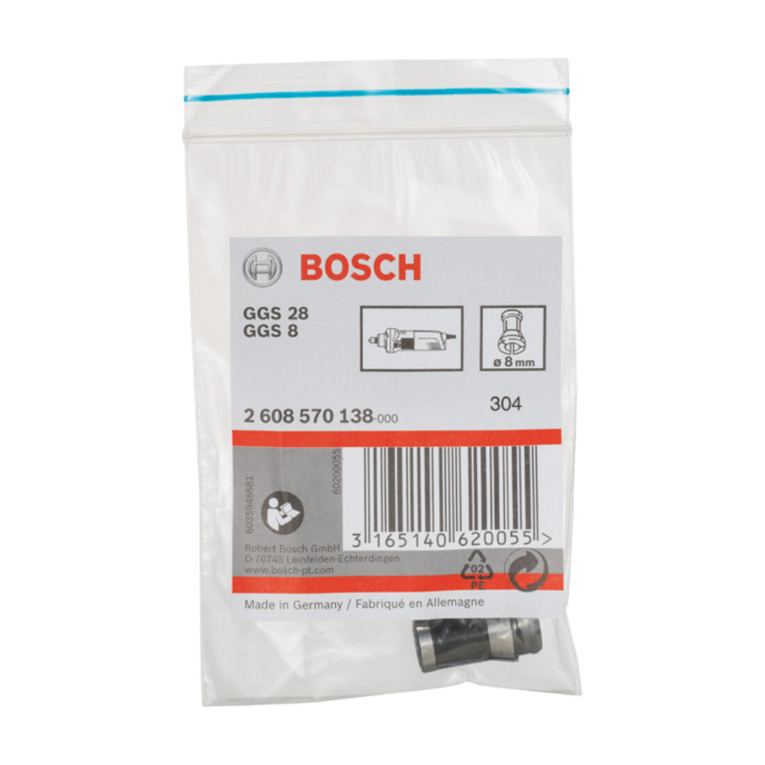 Bosch Spannzange ohne Spannmutter 8 mm für Bosch-Geradschleifer