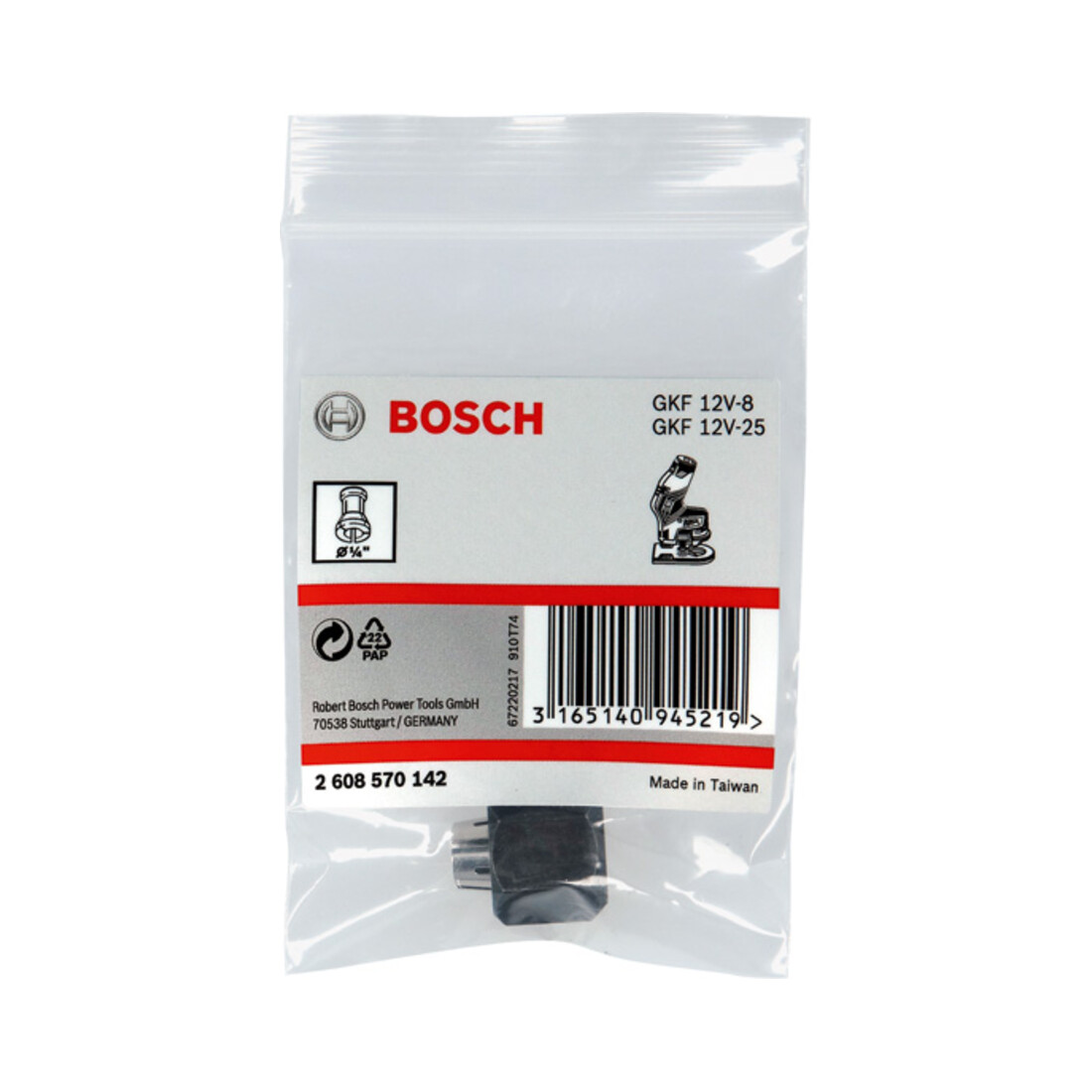 Bosch spantang met wartelmoer 1/4", voor Bosch kantenfrees