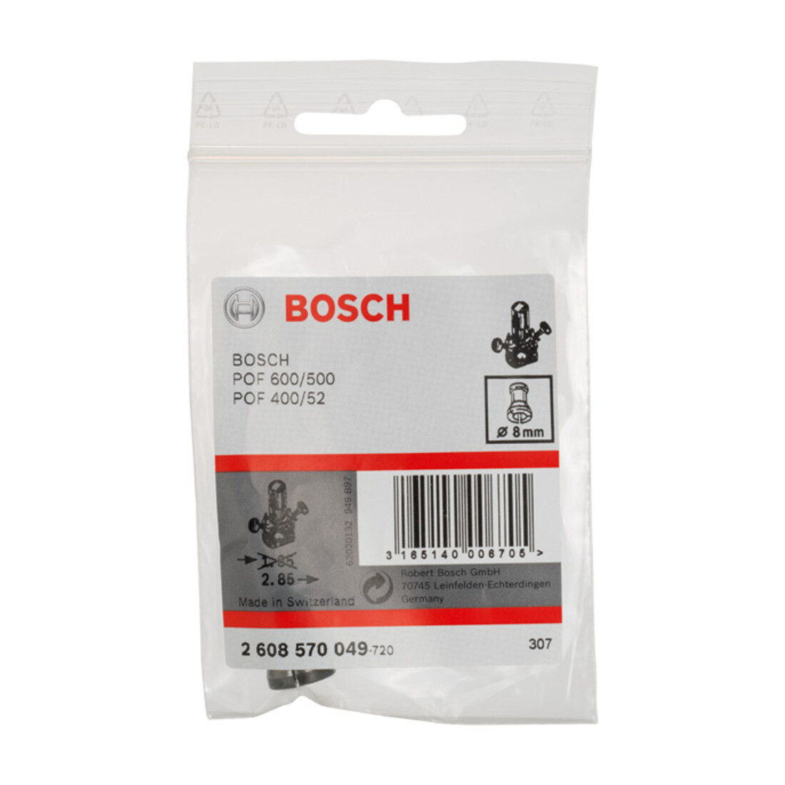 Bosch spantanghouder zonder spanmoer voor Bosch bovenfrees